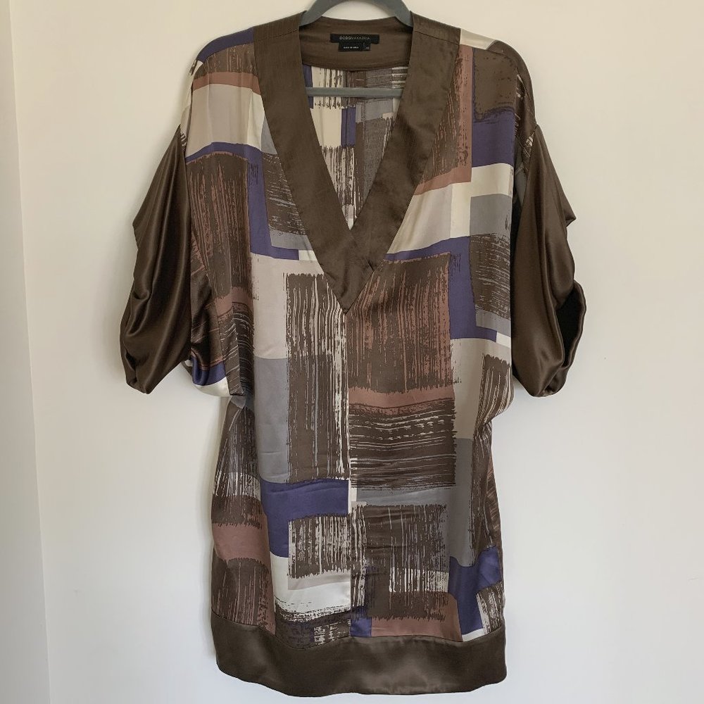 BCBG MaxAzria Silk Brown Printed Dress Size XS
